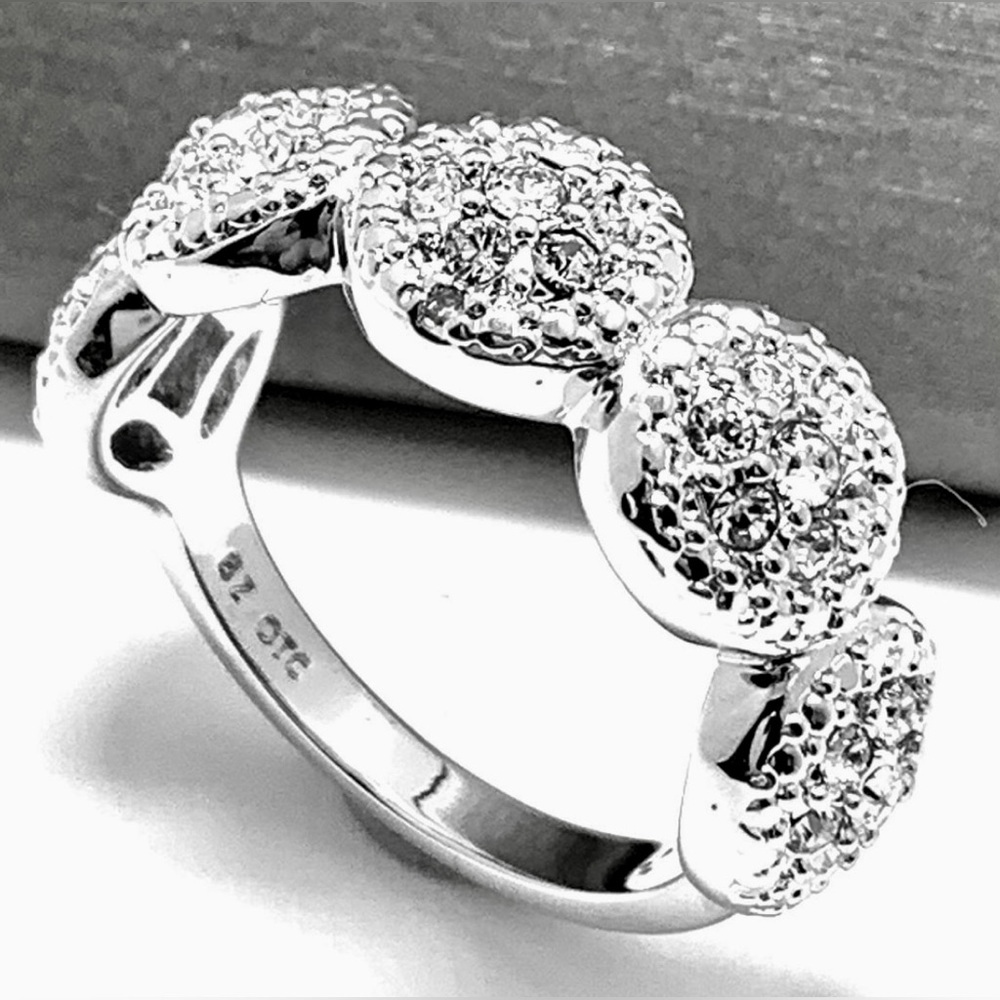 18k White Gold & Jewelry Bronze 1.50ctw White Natural Crystal Ring Sz 9-9.5
